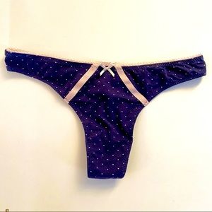 Cosabella NWOT navy pink polka dot thong sz small